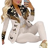 ORANDESIGNE Donna Tailleur Pantalone Completo Blazer Maniche Lunghe Pantaloni Ufficio Giacche da Abito in Due Pezzi Set per M