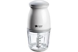 Tommee Tippee Quick-Chop, 500ml Capacity, Mini Electric Baby Food Blender and Chopper for all Stages of Weaning, Durable Glass Bowl and Stainless Steel Blades, 200W Motor