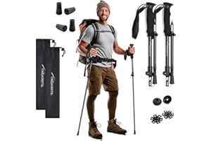 Trekrite Folding Walking/Hiking/Trekking Poles/Sticks - Lightweight Unisex with Accessories (1pc or 2pc / set/pair / 2 sizes) - UK Based Company