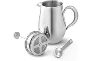 VeoHome - Cafetière à Piston 1 Litre - Incassable et Garde Le café Chaud Longtemps grâce à sa Double Coque INOX