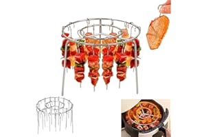 DLMLEMU 6.3 Inch Air Fryer Kebab Rack with 30pcs Skewers, Air Fryer Standing Barbecue Rack for More Even Heating, for Meat skewers, Chicken Legs, Wings, Thighs, for Grill, Smoker, Oven