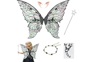 HuaMuDM Ali da Fata a Forma di Farfalla, Ali da Fata per Adulti e Bambini