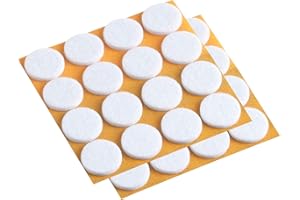 Metafranc Ślizgacze filcowe Ø 17 mm – samoprzylepne – białe – 20 sztuk – skuteczna ochrona mebli i krzeseł/zestaw ślizgaczy do delikatnych podłóg/ślizgaczy do krzeseł/podkładki podłogowe / 645026