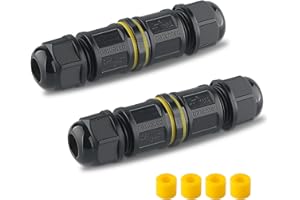 M EGA MEGACUBE Waterproof Junction Box Outdoor Cable Connector - 2-Pack Chestele IP68 Connector External Sleeve Coupler Ø 0.5mm-1.5mm,Black