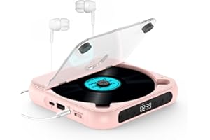 KOVCDVI Tragbarer CD Player mit Bluetooth und 1200mAh Akku CD-Player mit Kopfhörer CD Player Tragbar mit LCD-Bildschirm A-B Wiederholungs USB-Wiedergabe AUX-Wiedergabe Memory-Funktion Hold (Rosa)