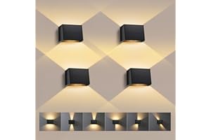 T-SUN 4 Piezas Lámparas Solares para Exterior, 3000K Aplique Solar de Pared, IP65 Impermeable, Luz LED Solar para Jardín Pared Valla Garaje Escalera Puerta Delantera Patio