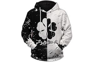 ACSEFIRE Sudadera con Cremallera de Anime Unisex Sudadera con Capucha de Manga Larga Cosplay de Black Clover Jersey Negro con el Emblema del Toro para fanáticos de Asta