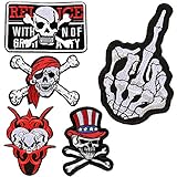 Mehrzweck: Totenkopf-Aufnäher zum Aufbügeln, für Jacken, T-Shirts, Kleidung, Rucksäcke usw. Oder zum Reparieren von Löchern, Narben, Flecken auf der Kleidung.