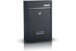 ORUS Post Boxes Wall Mounted Waterproof, Steel Mail Box with 2 Keys, Lockable Weatherproof Large Letter Postal Boxes for Outside or Door,‎9 x 21.5 x 32 cm size