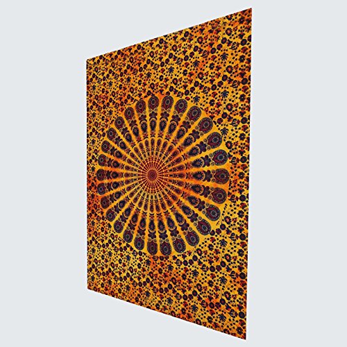 Mandala Baumwolle Indian Wandbehang Tapisserie Poster Größe Gelb Dekor Boho Wurf 42″x 30″ Zoll - 4