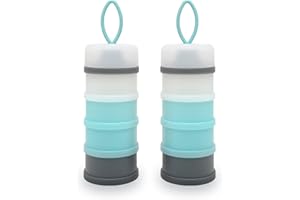 Nordlif Baby Milk Powder Dispenser Pot, 2 Packs, Portable Formula Dispenser Container, Baby Feeding Travel Storage Container, Non-Spill Stackable Baby Snack Storage Container, BPA Free, 4 Compartments