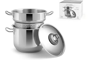 INOXPRAN - Cuocipasta in Acciao Inossidabile con Fondo Induzione, Dotato di Coperchio, Resistente e Duraturo, Design Semplice ed Elegante, Diametro di 24 cm