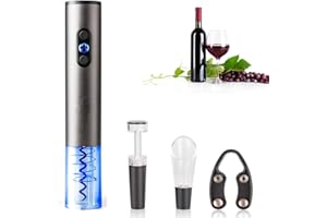 Silvotek Tire Bouchon Electrique - ouvre Bouteille Electrique à Batterie avec Coupe-Feuille, Bec verseur pour aérateur de vin et Conservateur de vin sous Vide, Tire Bouchon Automatique