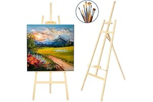 CHELY INTERMARKET Caballete Madera 120 CM Natural Caballete Plegable Para Pintura Lienzo Profesional Artistas Niños Adultos Acrílico Óleo Acuarela Trípode Soporte Portátil Estudio Manualidades