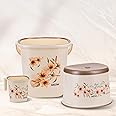 Nayasa Plastic Sqr DLX 3 Pcs Bathroom Set | Bucket 18 L + Mug 1.5 L + 508 DLX Stool | Bathroom Set | Bath Set for Bathroom | Off - White