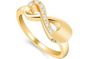 VCCWYQK Anillo de cremación de amor infinito para cenizas de acero inoxidable para mantener las cenizas amadas Keepsake Fingerring Urne Medallón Memorial Joyería para Mujeres