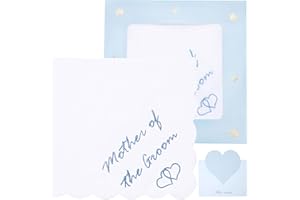 HATOFES Embroidered Wedding Handkerchief 60S Cotton White Hankies Embroidery Hanky for Bride Groom Wedding Day FUN Gift, Tissue, Napkin, Something Blue,12"x12"