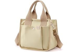 TUOBO Mini Small Canvas Tote Bag with Zipper, 2023 Canvas Multi-Pocket Crossbody Bag Purse Top Handle Satchel Handbags