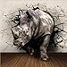 Produktbild Lvabc 3D Lebensechte Tierwandbild Tapete Maßgeschneiderte Rhino Vlies Wandbild Neue Fototapete Wohnkultur-120X100Cm