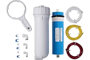 Huining 3012-500GPD Umkehrosmose-Membrangehäuse-Kit mit 3/8 1/4 Schnellverbinder, Wasserrohr, Schraubenschlüssel ganzes Set, kompatibel mit Wasserfiltersystem für Wohnhaushalt