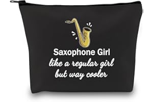 JTOUK Saxophonisten-Geschenk, Saxophonspieler-Geschenk, Saxophon-Mädchen wie ein normales Mädchen, aber viel cooler, Reise-Make-up-Tasche für Saxophonliebhaber