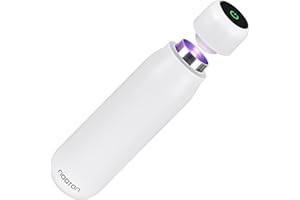 Noaton Naturaq Weiß 420 ml, UV-C, Wasserreiniger, selbstreinigende Edelstahl-Isolierte Wasserflasche, Thermosflasche, leichte, für Camping, Wandern, Reisen