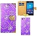 Produktbild Sony Xperia M5 Handy Tasche, FoneExpert® Bling Luxus Diamant Hülle Wallet Case Cover Hüllen Etui Ledertasche Premium Lederhülle Schutzhülle für Sony Xperia M5 (Lila)