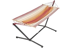 JOBEK - Set Hamac METALIK Kolor Rouge Orange Écru FSC 100% - 300x100x95 cm