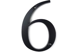 HASWARE House Number Sign 4 inch (10 cm) Modern Door Numbers Signage Plaque Street Home Address Numerals Zinc Alloy (6, Black)
