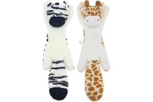 Hotype Lot de 2 Jouets Sonores en Peluche à Couinement pour Chiens, Non Farcis et Sécuritaires à Mâcher, pour Chiot, Chiens de Petite et Moyenne Taille — Cerf et Zèbre