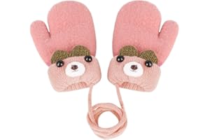 AFINDER Guanti invernali caldi e spessi, con morbido peluche, lavorati a maglia, con cordino, per 1-3 anni