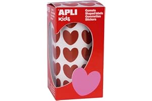 APLI Kids 16731 - Rollo gomets corazones 20 x 18 mm, Rojo