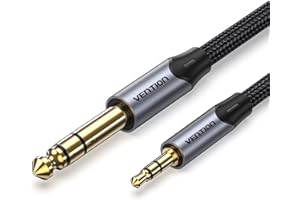 Vention Câble Jack 3,5 mm vers 6,35 mm Stéréo TRS Aux - Câble de Conversion 1/4" à 1/8" pour PC Portable, Enceintes, Amplificateur, Basse, Table de Mixage (Prise Mâle à Mâle)-5m