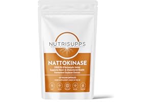 N-SUPPS New: Nattokinase – 2000FU x 60 Capsules – 100mg – Natural Enzyme from Fermented Soybean Extract – Japanese Natto – K2 Free – GMP Standards – UK Made – Zero Additives