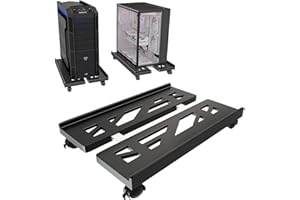 Hmseng Adjustable Pc Stand for Floor,Computer Tower Stand with 4 Rolling Caster Wheels, Mobile CPU Stand for Floor Carpet Gaming PC Case-Black