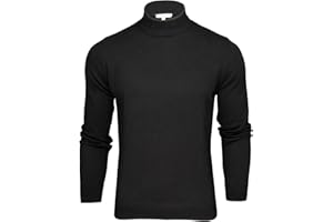 Xact Men’s Pure Cotton Mock Neck Turtleneck Jumper – Premium High Neck Knit, Soft Breathable Winter Sweater, Warm Lightweight Pullover Knitwear, Smart Tailored Look