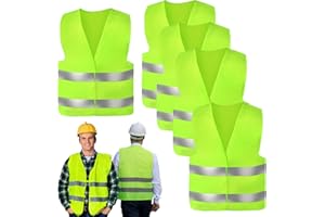 Xmart 5 Stück Warnweste 360 ° Reflektierend Warnwesten Auto Wiederverwendbar Warnwesten Waschbar Universalgröße Warnweste Gelb Geeignet für Autos, Fahrer, Bau, Straßenrettung Warnweste Fahrrad