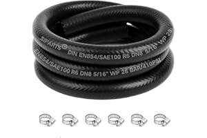 SIPARTS 8mm Fuel Line Set, 3.28Ft 5/16 Inch Inner Diameter, 1 Meter Pipe with 6 Hose Clamps, Suitable for Trucks, Cars, Tractors and Small Engines