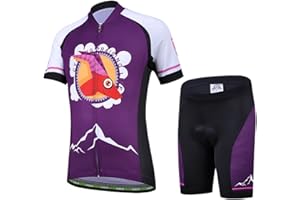YFPICO Niños Niñas Conjuntos Maillots de Bicicleta Top de Manga Corta + Pantalones Traje de Ciclismo
