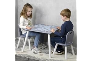 Kesper | stolik dziecięcy z 2 krzesłami, materiał: płyta pilśniowa, wymiary: 55 x 55 x 45 cm, kolor: biały, szary | 17732 13