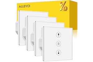 Allevoi Interruptor de Persiana Inteligente con control por Porcentaje, 80 * 80mm Interruptor de Persiana Wifi, Control por Voz Compatible con Alexa/Google Home/Smart Life, Requiere Cable Neutro