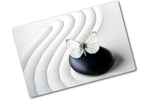Tulup Tagliere Vetro Temperato - 80x52cm - Copri Piano Cottura - Zen Farfalla