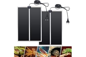 BREUAILY 2Pcs Einstellbar Reptile Heizmatte Terrarium Heizmatten Mit Thermostatsteuerung Eidechse Temperatur Heizkissen für Amphibien Gecko Schlangen Schildkröte Spinne Bartagamen (20W 28 * 42CM)