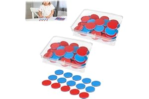 AONAYO 100 piastrine reversibili in plastica, colore rosso e blu, per calcolare, 1 classe, 1. classe, catena di calcolo, chip da gioco, piastra reversibile, aiuto per la matematica per le mani dei bambini