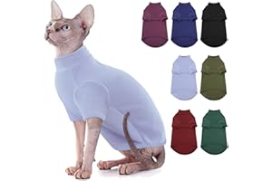 AOFITEE Turtleneck Jumper for Cats, Soft Sphynx Cats Shirt Hairless Cat Jumpers with Sleeves, Warm Kitten Jumper Fleece Winter Pajamas Jumpsuit for Puppy Cat, Blue M