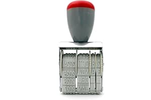 Alevar Sello de fecha manual (meses en inglés), sello con fecha de goma, huella de 5 mm