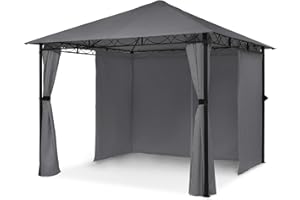 blumfeldt Mondo – Pabellón de jardín, Carpa para Fiestas, tamaño: 2,95 x 2,6 x 2,95 m, 4 Paredes, EasyMount Concept, resiste al Mal Tiempo: UV/Viento/Lluvia, Gri