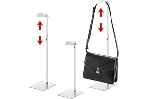 Hacaroa 3 Pack Purse Display Stand Stainless Steel, Adjustable Height Metal Handbag Holder Single Bag Jewelry Display Rack for Home, Boutique Store, Silver