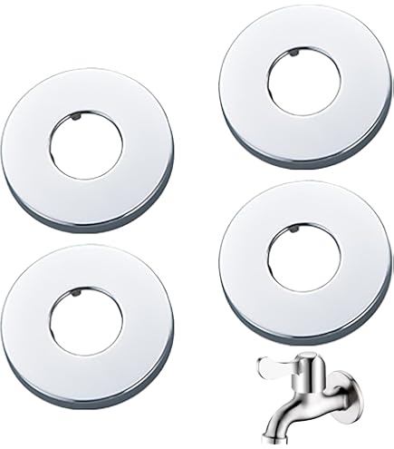 Rosetta Bianca Per Radiatori 8 Rosette Per Tubi Del Riscaldamento In Acciaio Inox, Design Divisato, Adesivo 3M Valvola Rubinetto Acqua