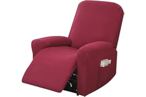 KMQRDZi Funda para sillón relax, funda de sofá elástica dividida todo incluido, 4 piezas, lavable, C/hiva s, resistente a la abrasión y a los arañazos (burdeos)